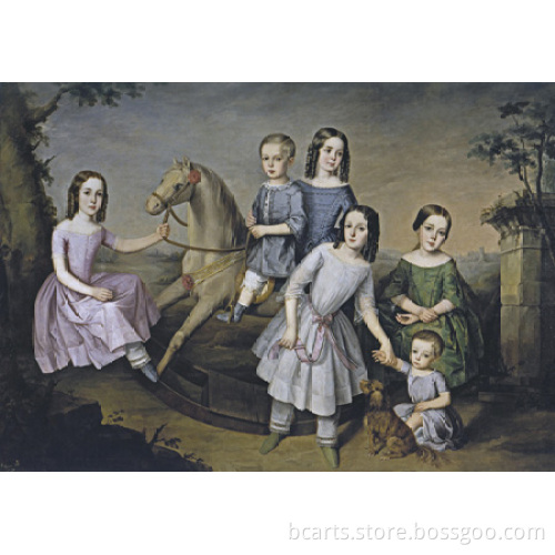 Classical village women painting of mother and daugher of village life